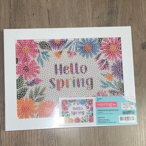 Hello Spring Diamond Painting Kit – Floral DIY Wall Art – Hobby Lobby – NWT